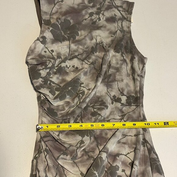 Windsor Gray Floral Ruched Midi Dress Size S - Picture 13 of 15